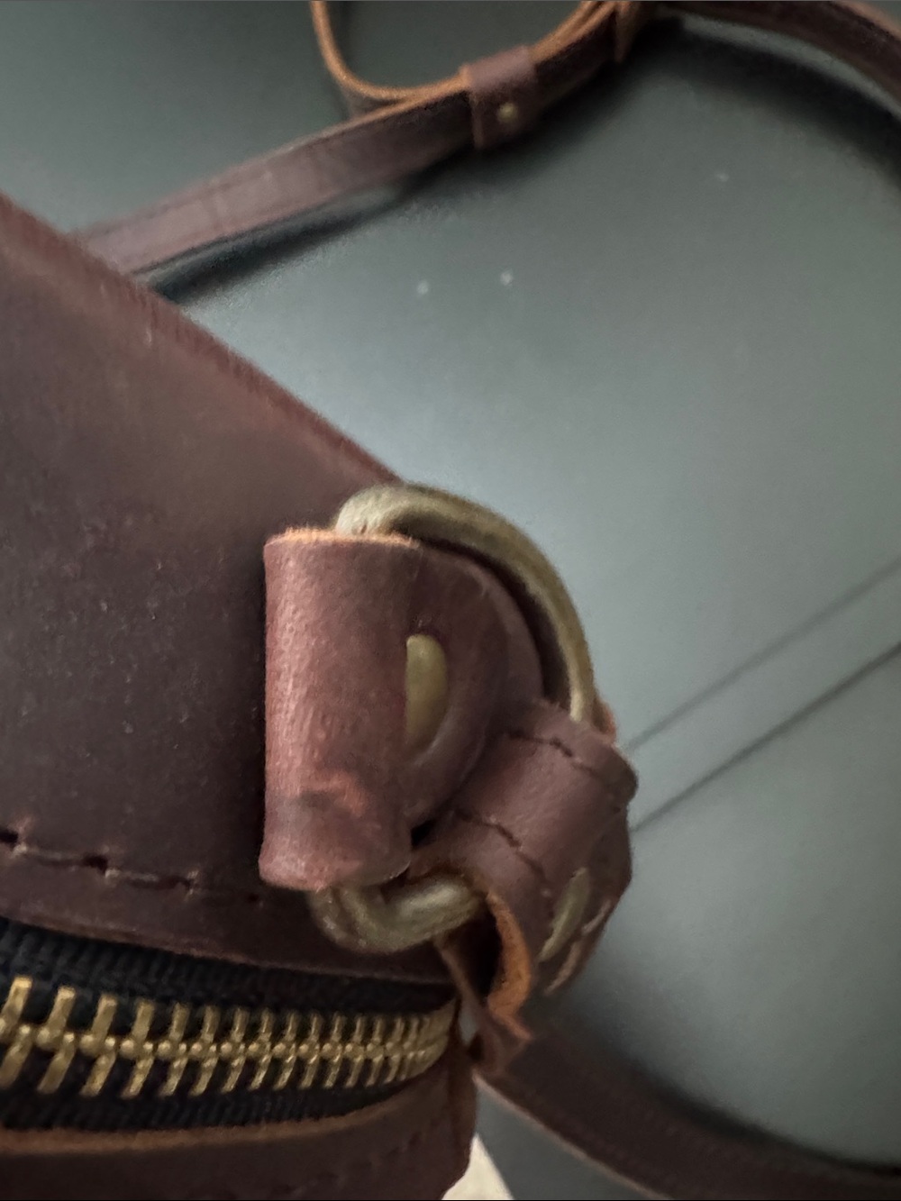 Portland Leather Round Crossbody Bag in Dark Brown - Picture 8 of 11